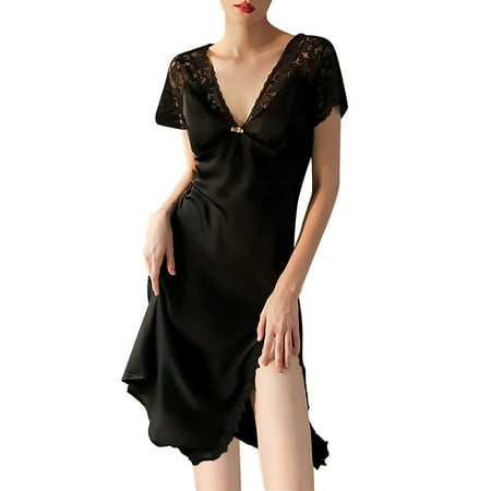 

Women S Sleepwear Sleeping Skirt Ice Silk Suspender Skirt Lace Pajamas Female Slim Slit Long Skirt Sleepdress