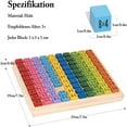 thumbnail image 3 of Tablero de multiplicación de arcoíris de madera, bandeja de aprendizaje de multiplicación con bloques de construcción, tabla de multiplicación de libro de texto de matemáticas Montessori, juguetes de, 3 of 7
