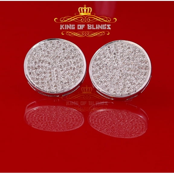 King of Bling's 0.60ct Diamond 925 Sterling Silver White Hip Hop Men's & Women's Stud Earrings