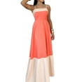 thumbnail image 3 of Women'S Strap Dress Spring and Summer European and American Style Sleeveless Color Contrasting Long Dress Red M, 3 of 8