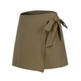 thumbnail image 4 of Stephy New Women's Fashionable Casual High Waistband Waist Belt Cotton Linen Shorts, Green, S, 4 of 4