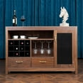 thumbnail image 2 of CONSDAN Bar Cabinet with Storage and Large Drawer, Solid Walnut Hardwood Structure Sideboard, Buffet Cabinet with Wine and Glass Rack, Coffee Bar for Living Room, Kitchen, Hallway, 2 of 8