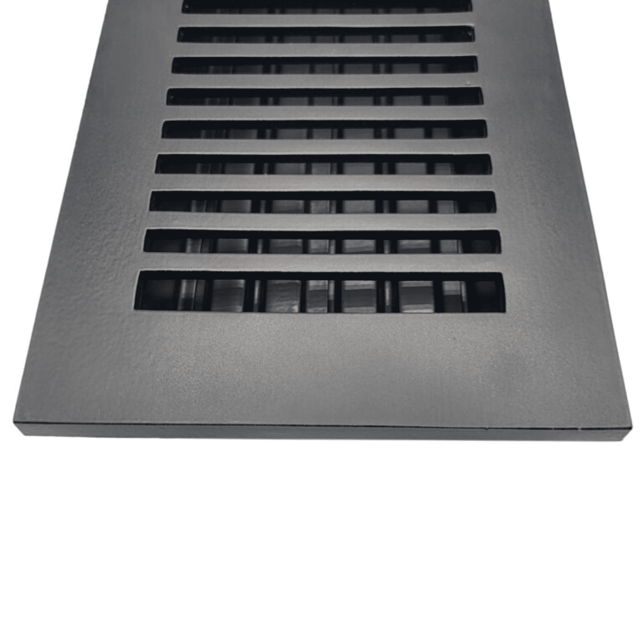 Caststo 4"x10" Duct Size Cast Aluminum Floor Vent Register, Powder Coated Black, Overall Faceplate is 6"x12"