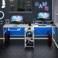 thumbnail image 4 of Costway 94.5" Long Office Desk 2-Person Reversible Computer Desk with LED Lights White, 4 of 10