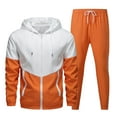 thumbnail image 2 of Men's Casual Color-blocked Lightweight Sportswear Set, Zippered Hooded Jacket and Pants, for Winter Training and Outdoor Exercises,Saffron,L, 2 of 7