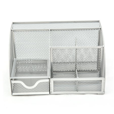Space Bar Desk Organizer Pro Space Multi-Functional Office Desk Storage,Metal Mesh Desk Organizer Perfect for School,Home,Office(Sliver) ()