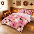 thumbnail image 2 of Homewish Halloween Witch Ghost Bedding for Girls, Pink Pumpkin Bat Spider Duvet Cover Full, Pink Orange Black, Pink Reversible 3pcs, 1 Duvet Cover and 2 Pillowcases, 2 of 6