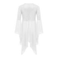 thumbnail image 4 of Haitryli Kids Girls Liturgical Praise Dance Top Sequins Chiffon Irregular Hem Worship Overlays Tunics White 8, 4 of 5
