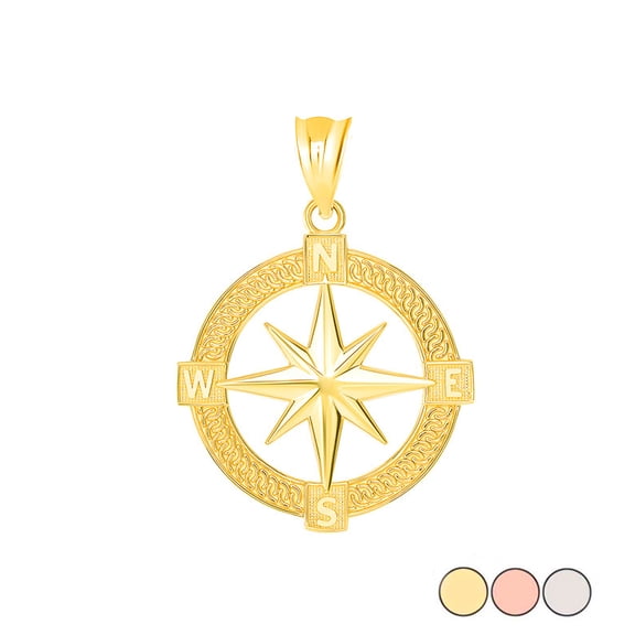 Solid Gold Mystical North Star (10K Yellow Gold, Pendant)