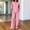 Pink, variant on Josdec Women's Striped 2‑Piece Linen‑Look Outfit Set, V‑Neck 3/4 Sleeve Top and Wide‑Leg Pants, Casual Loungewear, S‑3XL