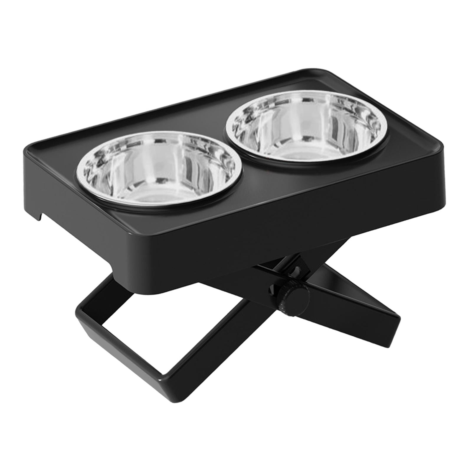 Elevated Raised Dog Bowl Stand Dog Cat Feeder Pet Supplies Stainless Steel Double Bowl Anti Slip Sturdy Foldable Legs Multipurpose X Framed based Black Walmart