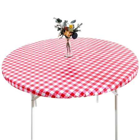

MEGAWHEELS Table Cloth PVC Oil-proof Round Elastic Table Protector