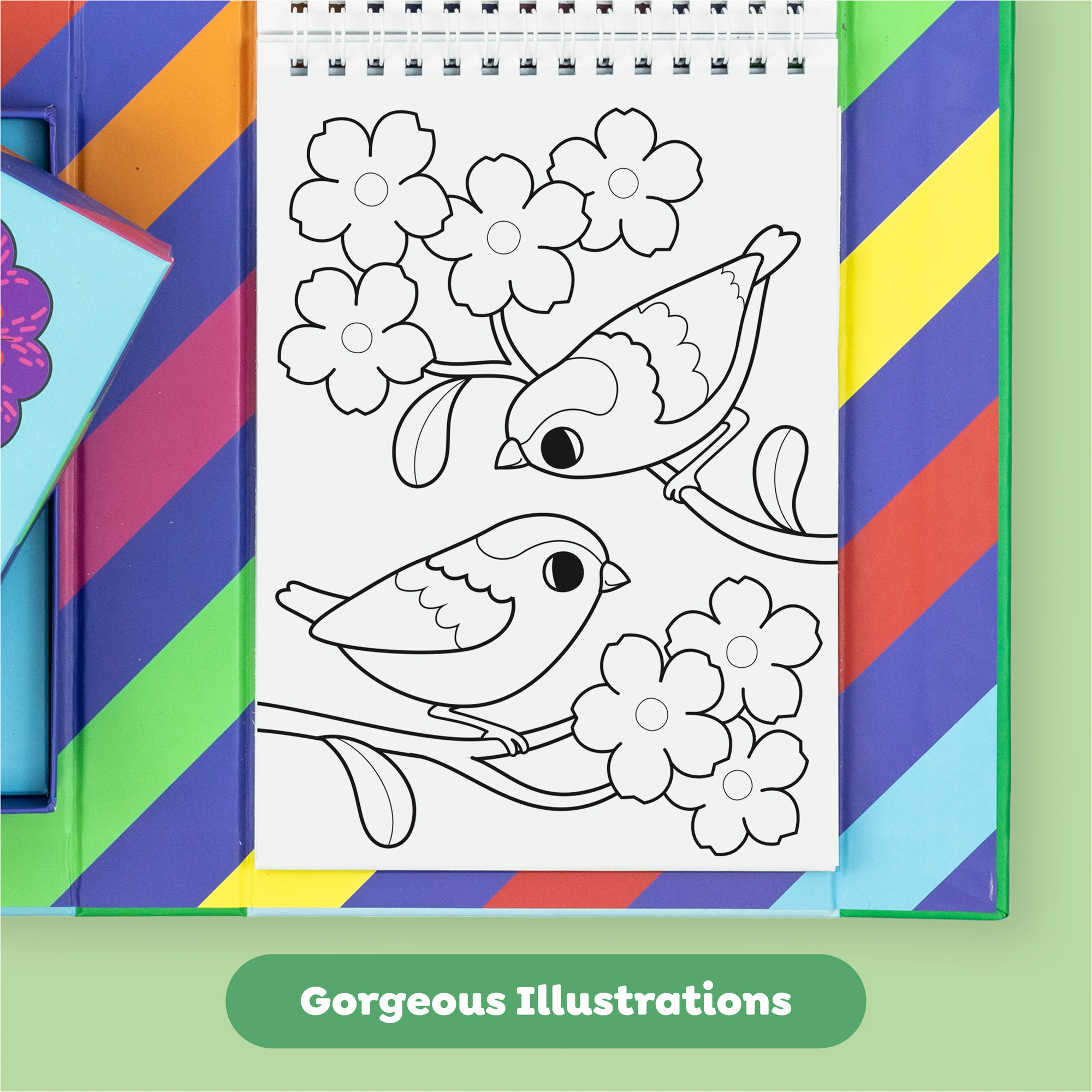 Tiger Tribe Color Change Coloring Set - Garden Friends with Magic Markers for Kids | Rainbow Colors & Creative Play | Portable Activity Kit for Travel & Play