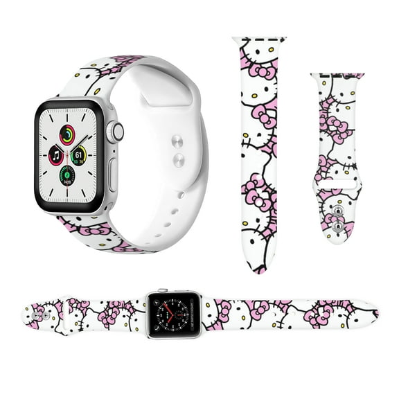Hello kitty Silicone strap compatible with Apple Watch strap for men and women, soft wristband waterproof replacement sport strap for iWatch strap series 38mm/40mm