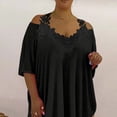 thumbnail image 5 of Guciheaven Plus Size Womens V-Neck Tunic Tops Party Short Sleeve Casual Loose Lace T Shirt, 5 of 15