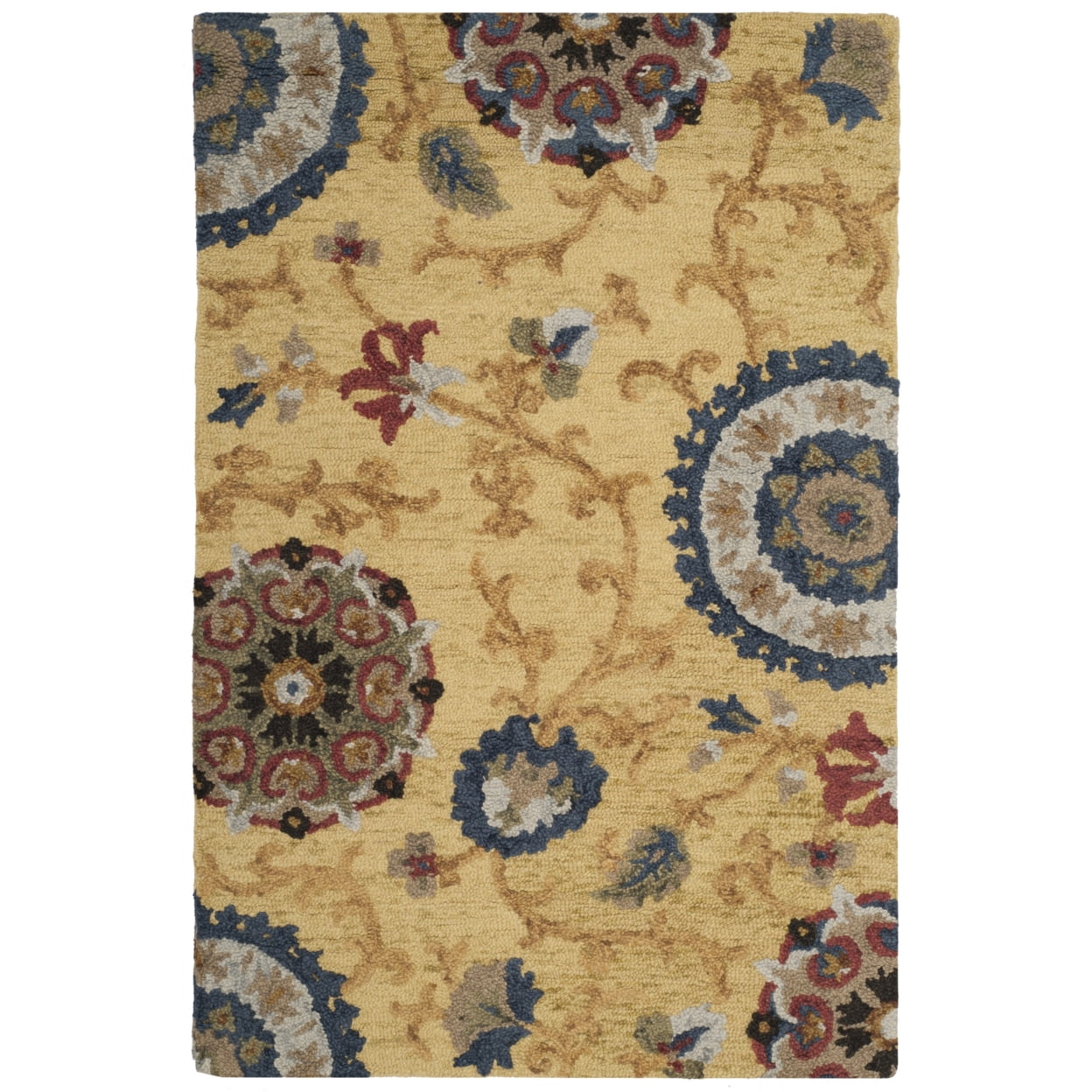 SAFAVIEH Blossom Danny Floral Wool Area Rug, Gold/Multi, 8' x 8' Square