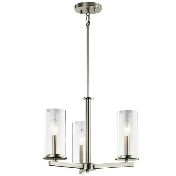 43997NI Kichler Lighting Crosby - 3 light Convertible Chandelier - with Contemporary inspirations - 13.75 inches tall by 18 inches wide-Brushed Nickel