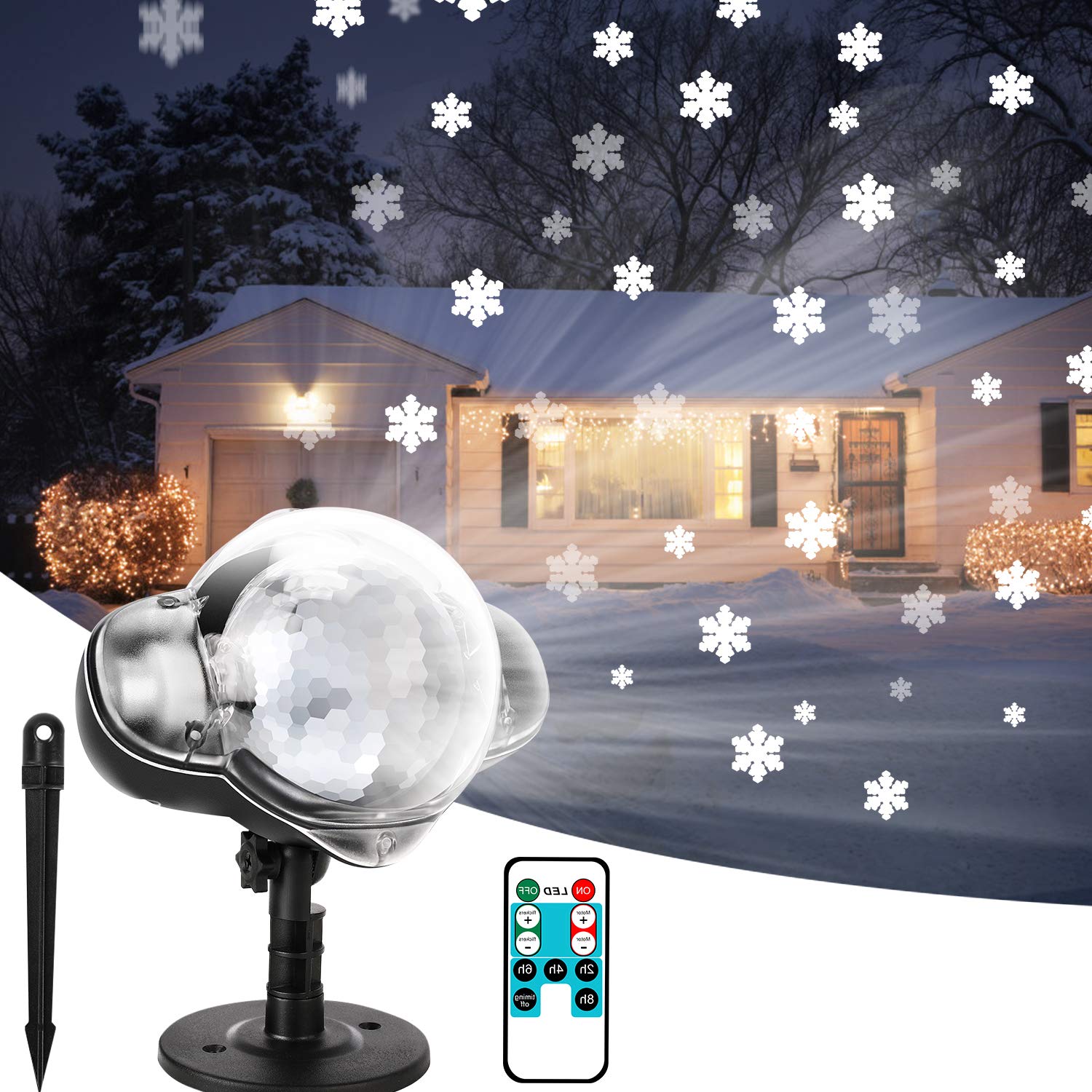Epidgadget Snowflakes Projector Lights, Snowflake projection Light with Remote Control for 