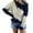Navy, variant on Women Tie Dyed Printed Hooded Drawstring Pockets Color Block Sweatshirt