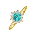 thumbnail image 2 of V3 Jewelry® 18KT Gold Over Sterling Silver with Paraiba Tourmaline and White Topaz Flower Ring for Women, 2 of 4