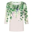 thumbnail image 4 of jtjvou Women's Floral Print Tees Going out Tops for Teen 3/4 Sleeve Blouse Summer Plus Size Trendy Fashion Crewneck Shirts Beige,XXL, 4 of 5