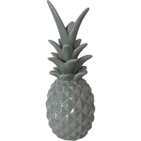 First of a Kind Grey Ceramic Pineapple Decorative Centerpiece Display Decor for Living Room, Bedroom, Office, Kitchen. Pineapple Stoneware Bookshelf Decorative Object.