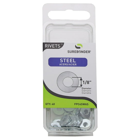 FPC4SWAS Steel Rivet Washers - 1/8" Diameter - 40 Count