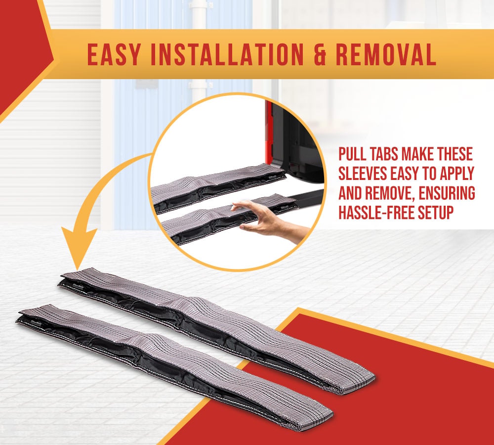thumbnail image 5 of 48" x 4" Nylon Gray Forklift Fork Sleeves with 2 mm Woven Core for Protects Products and Materials from Scratching, Rubbing and Sharp Fork Tips - 2Pair, 5 of 9