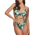 thumbnail image 1 of Traje de baño de dos piezas para mujer, traje de baño con estampado Floral, recorte Sexy, Push Up, encaje, conjunto de Bikini triangular con cuello Halter, traje de baño, 1 of 4