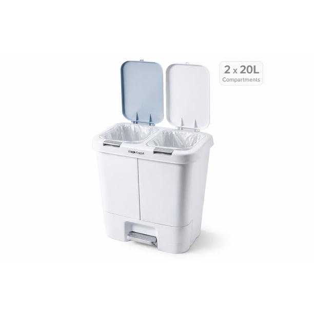 Step N' Sort 40L Dual Trash & Recycling Bin – 2 x 20L Kitchen