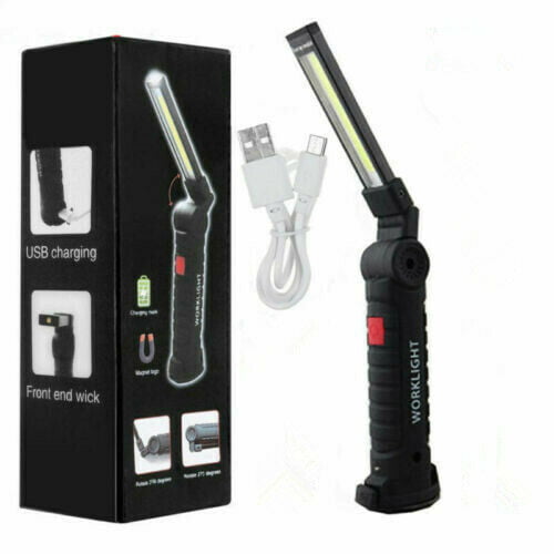 Magnetic LED Work Light Rechargeable COB Lamp Flashlight Inspect Folding Torch 