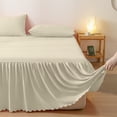 thumbnail image 3 of Qholemyo Solid Color Concise Bed Skirt - Washed Cotton Edge Design, Dirtproof Non-Slip Protective Bedspread Skirt, Queen Size Bed Skirt for Beds with Sheets & Bed Hats, 3 of 5