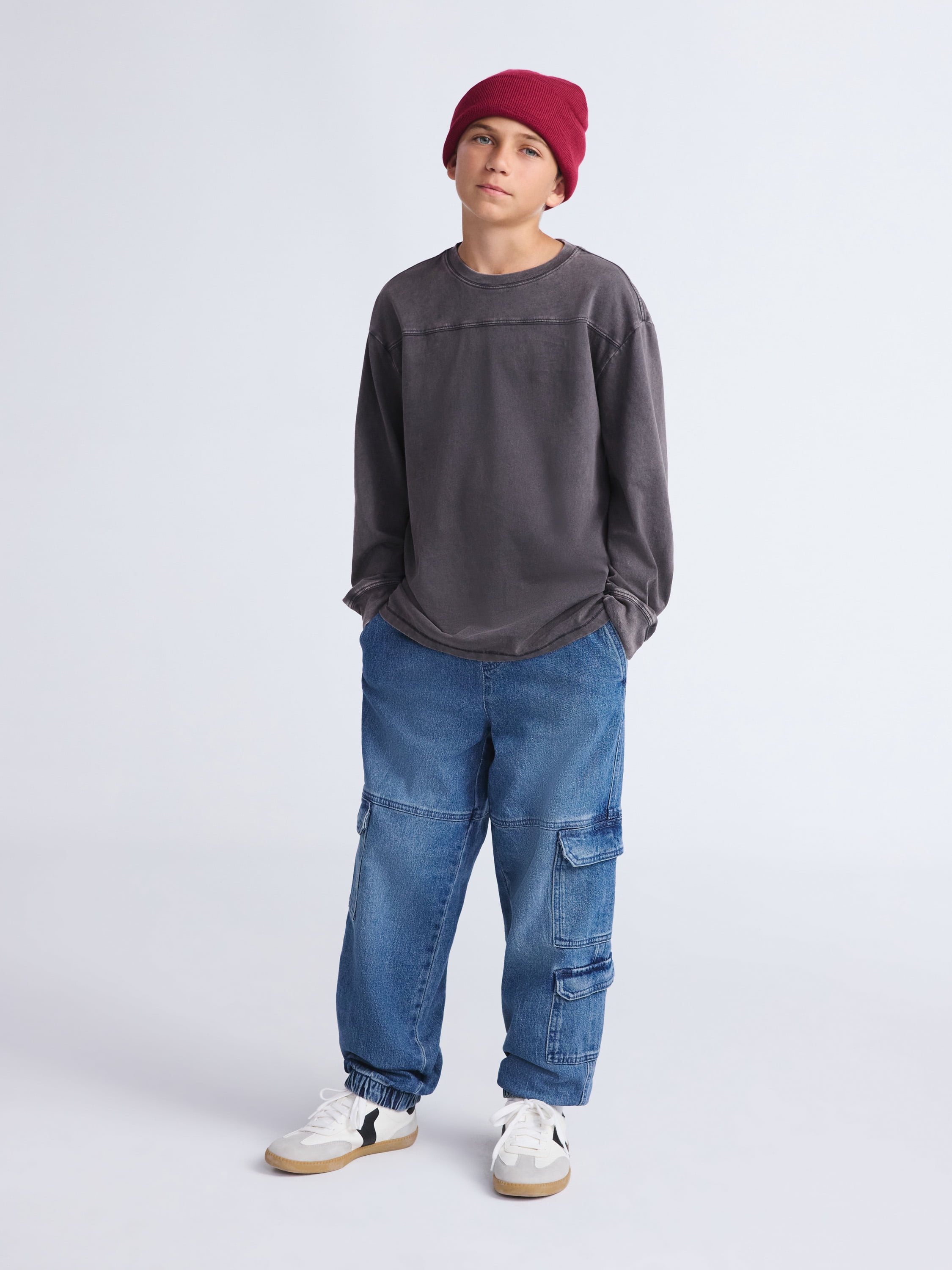 Weekend Academy Boys Football Yoke Cotton T-Shirt with Long Sleeves, Sizes 4-18