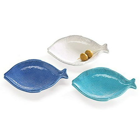 - Hand Painted Ceramic Fish Plate Assortment, Set of 3, Gift Boxed