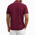 thumbnail image 4 of Men'S Textured Knit Half Zip Collared Short Sleeve Polo Shirt Retro Casual Tops For Summer Daily Wear And Golf Sports,Wine,XXXL, 4 of 6