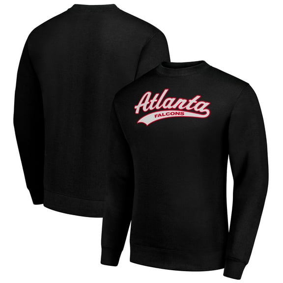 Men's Starter Black Atlanta Falcons Tailsweep Team Graphic Tri-Blend Fleece Pullover Sweatshirt