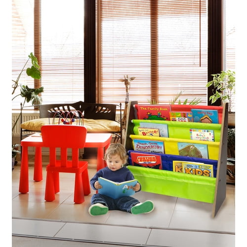 Sorbus Kids Bookshelf Bright Primary Color Pockets Toddler