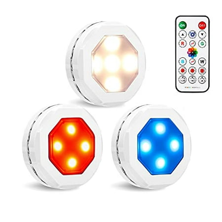 

Puck Lights with Remote Control Led Under Cabinet Light 4000k Neutral Light Battery Operated Dimmable Timing Wireless Push Lights for Closet Counter Display Shelf Attic(3 Packs)
