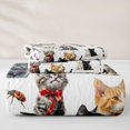 thumbnail image 5 of jejeloiu Watercolor Cat Floral Bed Spread Queen Kids,Wildflower Kitten Pattern Queen Coverlet Set,3-Piece, 5 of 7