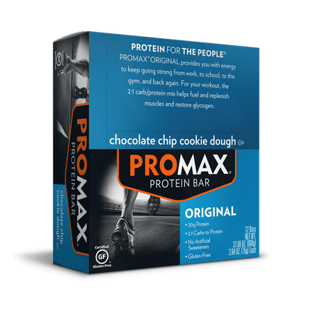 Promax Protein Bar, Chocolate Chip Cookie Dough, 20g Protein, 12