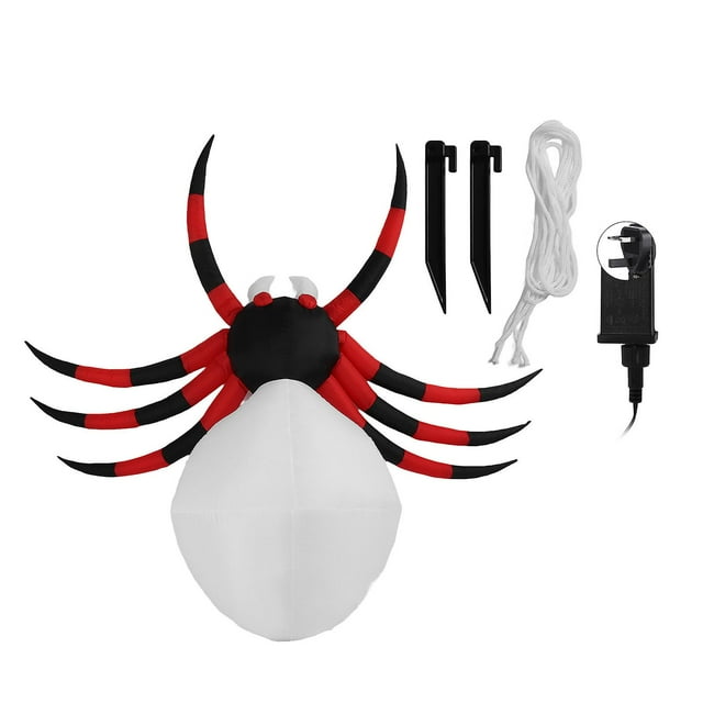 2.4m Outdoor Inflatable Spider Decoration with LED Light, Large Halloween Decoration for Garden, Plug