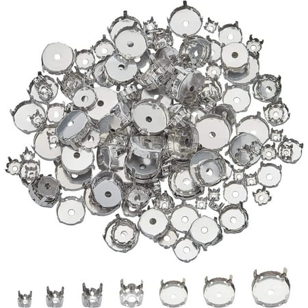 

UNICRAFTALE 7 Sizes About 350pcs 6/8/10/12/14/16/18mm Stainless Steel Rhinestone Claw Settings Flat Round Empty Claw Set for Rhinestone Pendant Blanks Resin Jewelry Making Stainless Steel Color