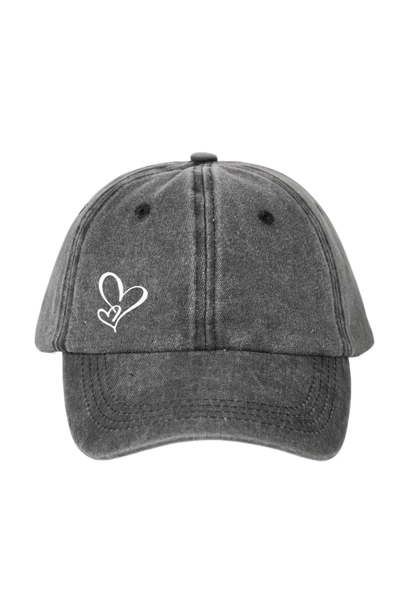 Baseball Cap for Unisex Big Head Dad Hats Washed Double Heart Line Print Hat Adjustable Snap Back Caps Golf Dad Hat Plain Classic Hats for Women Men Travel Valentine GiftBlackOne Size