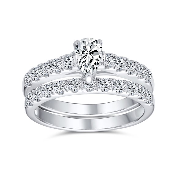 Bling Jewelry Womens 1CT Pear Cubic Zirconia Cocktail Statement Ring Pave Band