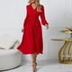 thumbnail image 2 of Vestido midi elegante de manga larga para mujer, con cinturón, para fiesta, boda, invitados, oficina, 2 of 5