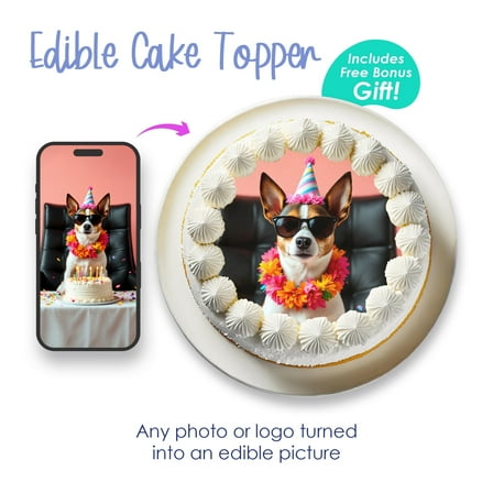 SugarMeLicious Custom 8 Inch Round Cake Image Topper, Personalized Edible Image Cake Banner with Your Photo or Design, Perfect for Birthdays, Weddings, Baby Showers, and Celebrations