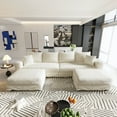 thumbnail image 3 of 102.4" Modular Sectional Sofa, U Shaped Couch with Soft Pillows and 2 Ottomans, No Assembly Required, Upholstered Sofa Cloud Couch for Living Room, Apartment, Office, Beige, 3 of 9