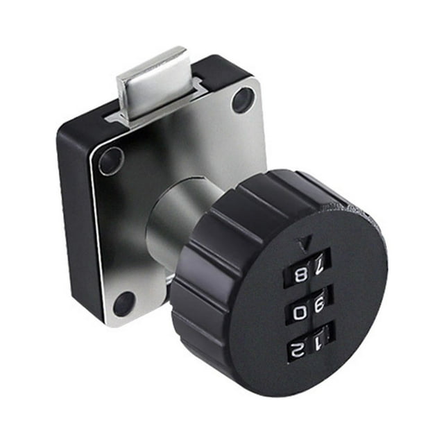 Abbracc 3 Digital Code Combination Cam Lock Keyless Digital Lock for Cabinet Drawer Safe Black Round 39x39mm