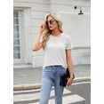thumbnail image 6 of Womens Summer Tops Spring Shirts Trendy Vacation Outfits Short Sleeve Business Tshirts Fashion Casual Blouses Beige M, 6 of 8