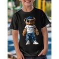 thumbnail image 3 of Mikrdoo Kid Boys Tops Cool Cute BROOKLYN Bear Print Casual Short Sleeve T-shirt Breathable Versatile Trendy Summer Clothes Sizes 7-15, 3 of 9